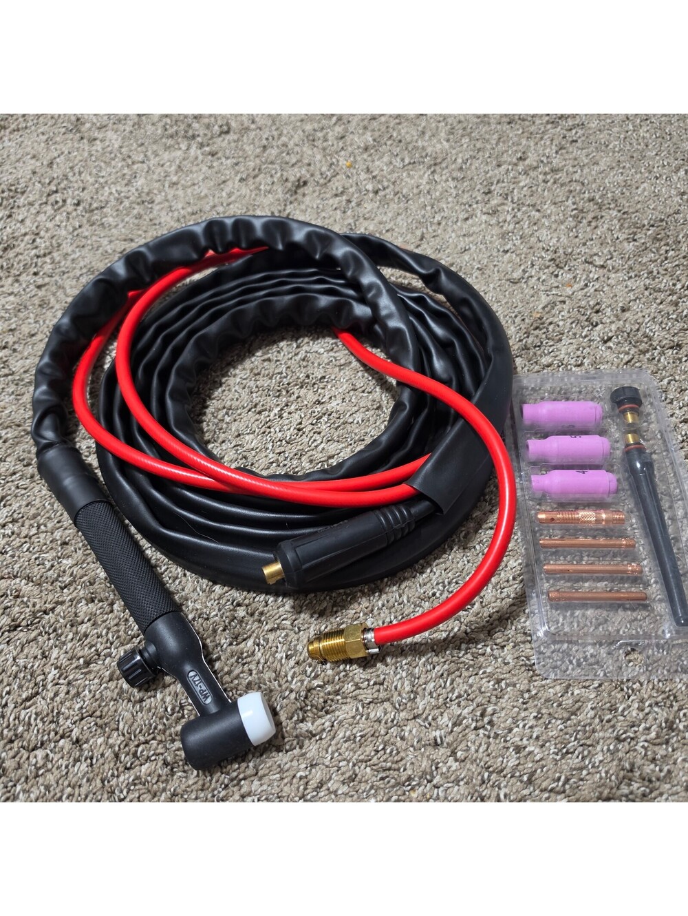 WP-17V Air-Cooled TIG Welding Torch Kit 10-25 Connector Cups Collets Open Box